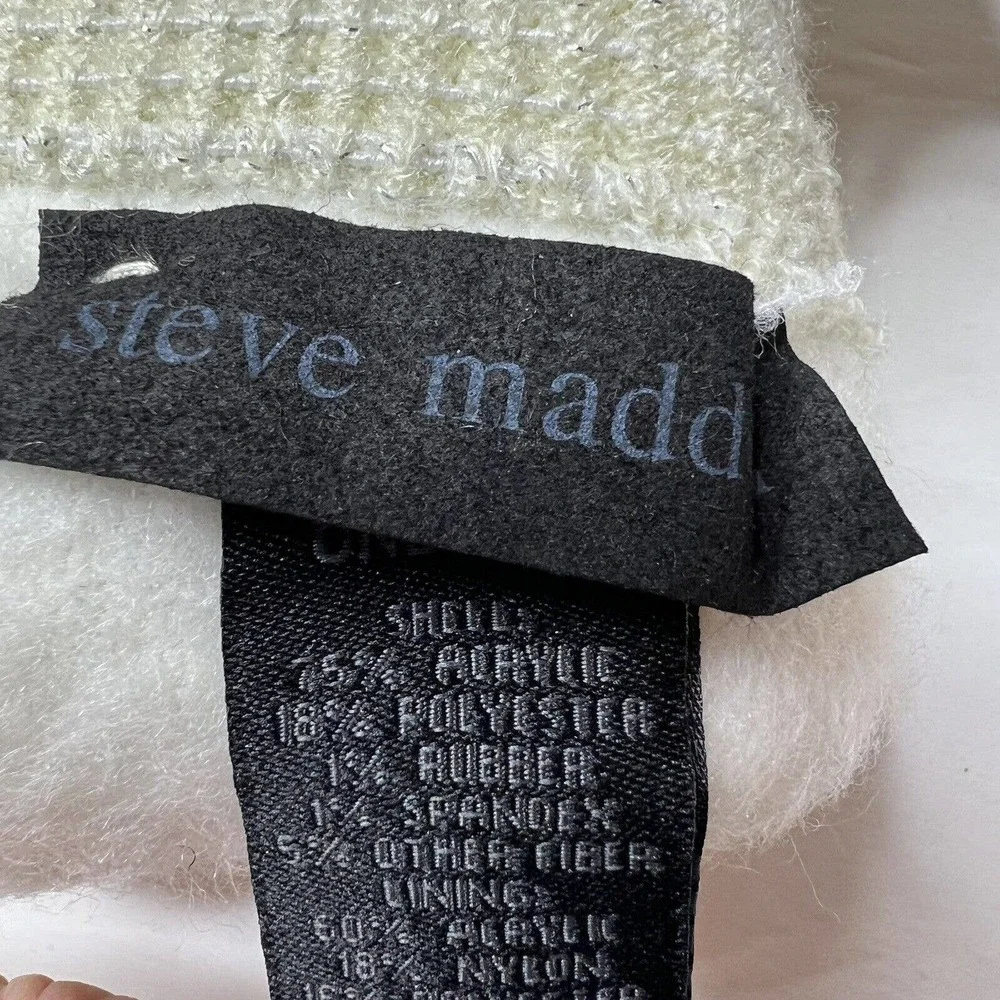 Steve Madden Gloves One Size Women's Ivory Lurex Sparkle‎ Metallic Ivory Knit